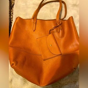 J Crew Leather Tote with Wallet
